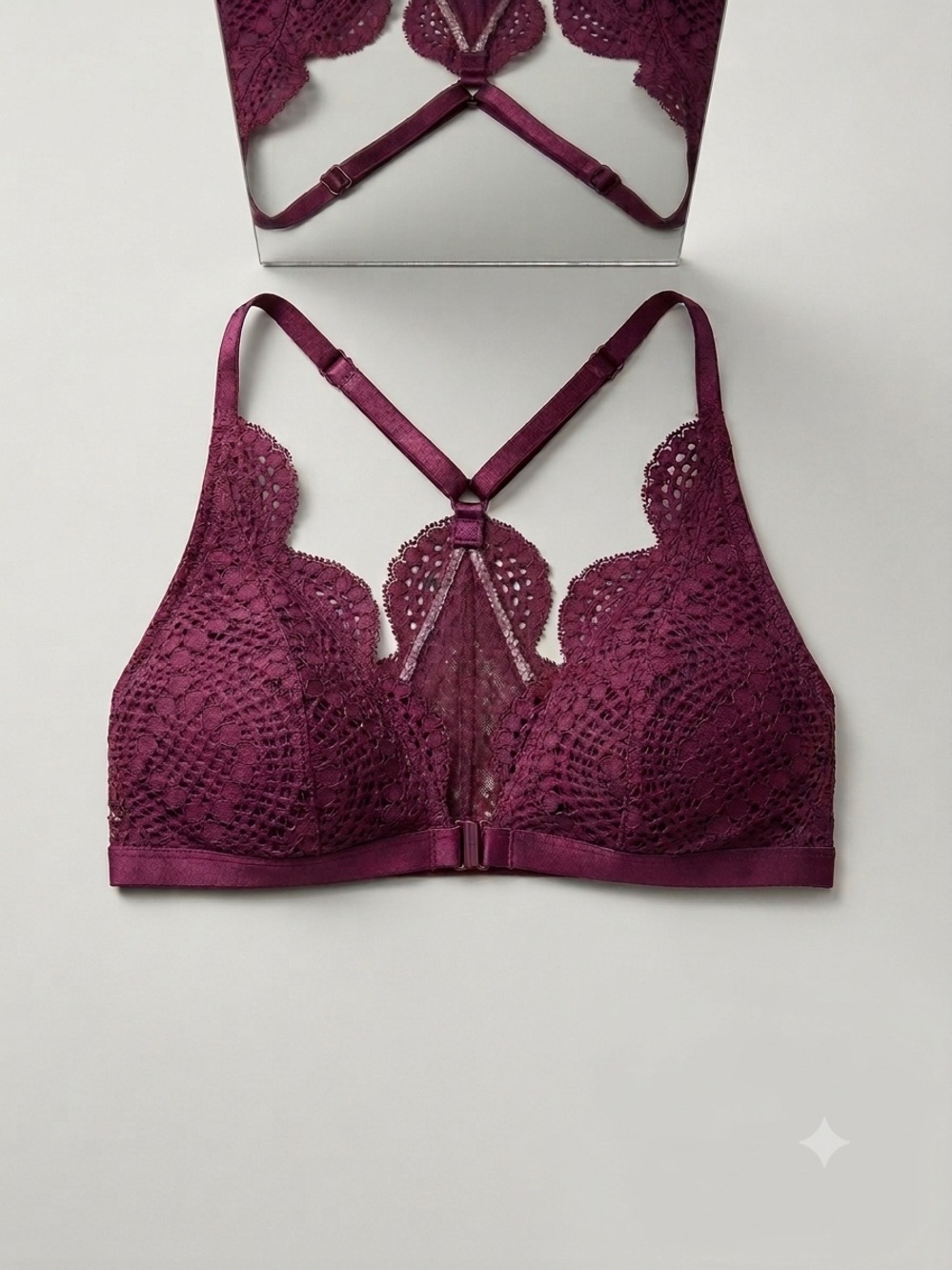 NEW WITH PARTIAL TAG Victoria's Secret  Lace Front-Closure Bralette in Deep Plum